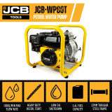 JCB Tools JCB 80mm 3’’ Professional Petrol Trash Water Pump 1000L/min 7.5hp 224cc 4-Stroke | JCB-WP80T