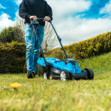 Hyundai 33cm 1300W Electric Lawn Mower, 11m Detachable Power Cable, 3 Heights & 30L Collection Bag | HYM3313E