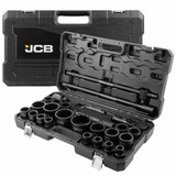 JCB 26 Piece Impact Socket Set, Ratchet Tool and Extension Bar Set, 3/4