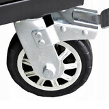 The JCB-01Y0109 cabinet is equipped with four heavy-duty swivel caster wheels, including two with brakes, allowing for effortless movement and secure positioning on any surface.