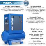 Hyundai 10hp 300 Litre Screw Compressor | HYSC100300