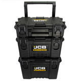 JCB Full Site System, 3-Piece Modular Tool Storage System with Cart, Tool Box, Tool Organiser Case & Heavy-duty 9’’ Wheel Trolley | JCB-SITESYS-ST