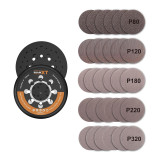 MAXXT 150mm Hook & Loop DA Backing Plate Pad + 30 Sandpapers (5 Grits) Universal Fit | MBPSD150-UK