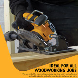 JCB Pro 18V Circular Saw 185mm, 65mm Cut Depth, Aluminium Base, Incl. 2 Blades (Bare Tool) | JCB-18PCS-185