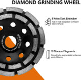 MAXXT 1500W Concrete Grinder Sander, 1000–8500RPM, 7 Variable Speeds, 125mm Discs, Removable Guard, 2 Diamond Grinding Wheels | R7507-UK1