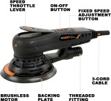 MAXXT 230V Brushless Electric 5.0mm Orbital Sander, 150mm & 125mm Pads, Dual-Speed Control, Central Vac, Inc. Case & Sanding Discs | R7303-4-UK5