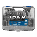 Hyundai 20V 50Nm Cordless Hammer Drill, 2-Speed, 13 mm Chuck LED Light and 75 Piece Accessory Kit in Carry Case | HD20S-50TT