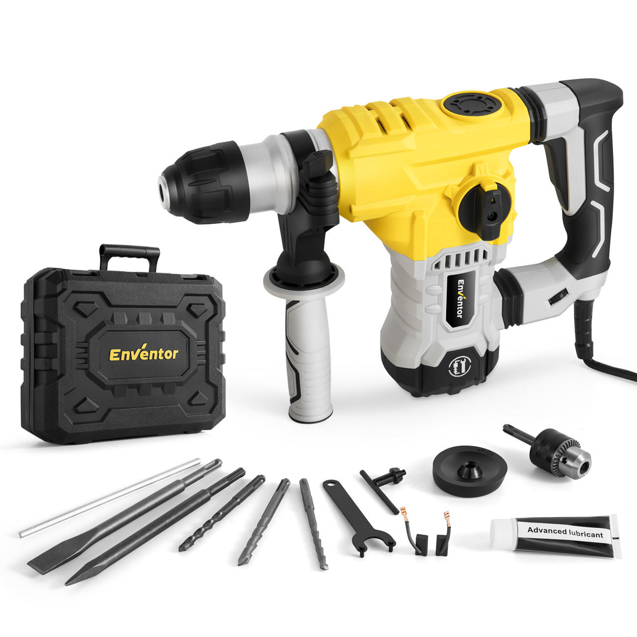 Enventor Rotary Hammer Drill 1 1 4 Inch SDS Plus 12A Heavy Duty Demolition Hammer Drills Corded Accessories 58307