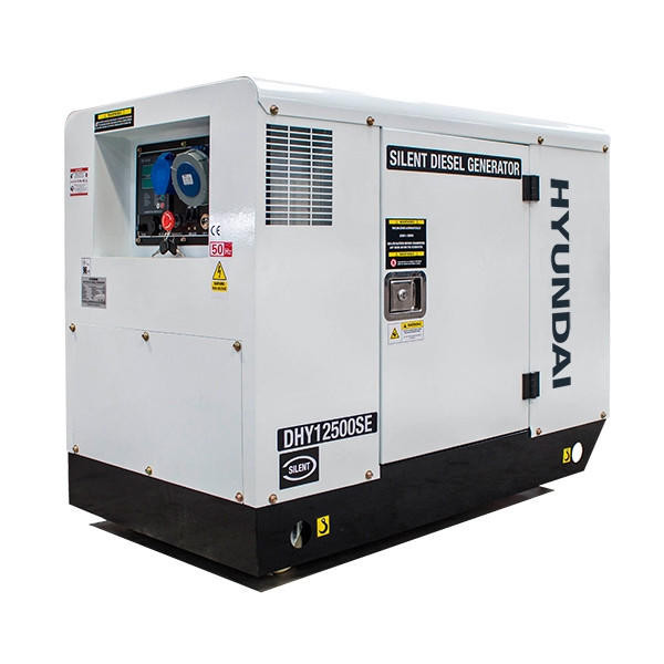 Graded Hyundai 10kW/12.5kVA 230v Mains Standby Silenced Diesel Generator | DHY12500SE, Grade A