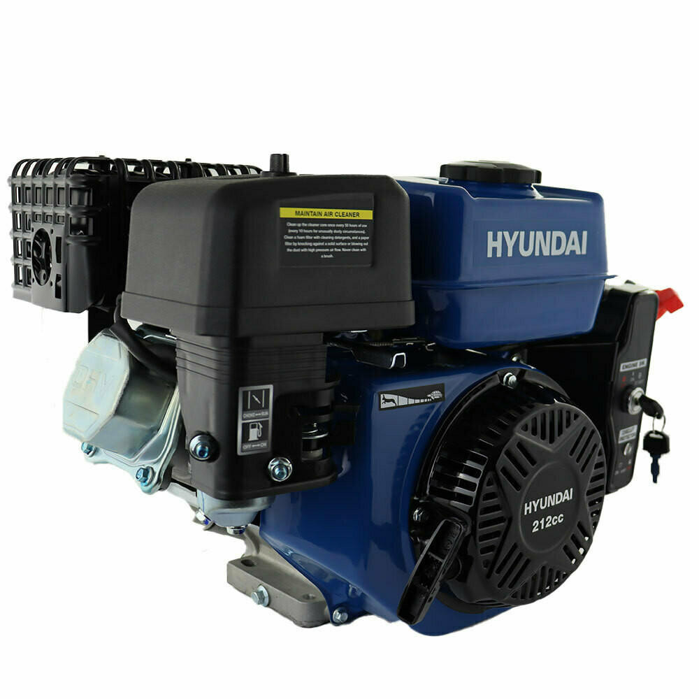Graded Hyundai 212cc 6.5hp 20mm Electric-Start Horizontal Straight Shaft Petrol Replacement Engine, 4-Stroke, OHV | IC210PE-20, GRADE A-77202 