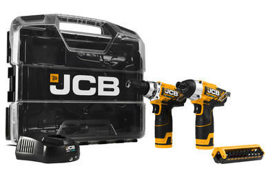 JCB 12V Cordless Combi Drill and Impact Driver Twinpack with 2x 2.0Ah Li-ion Batteries & Fast Charger in W-Boxx 102 Power Tool Case | 21-12TPK-WB-2