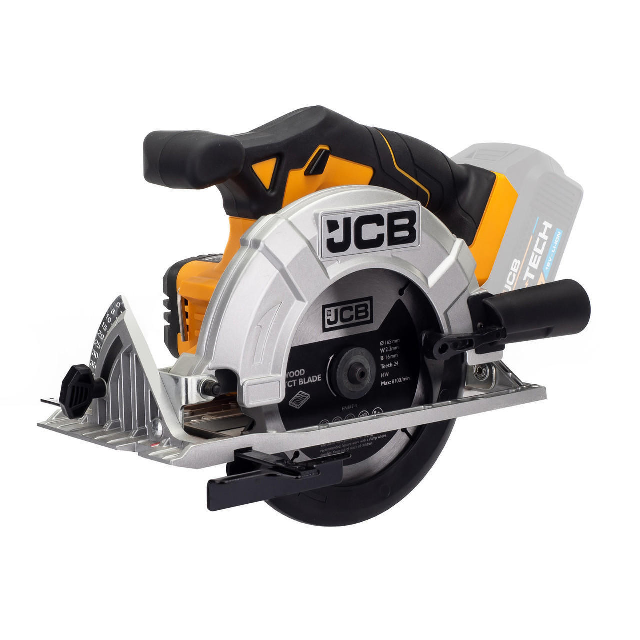 JCB 18V Cordless Circular Saw 165mm 6.5 Li-Ion Battery 2-5.0Ah | 21-18CS-B, Bare Unit + 5.0Ah Battery-77531 