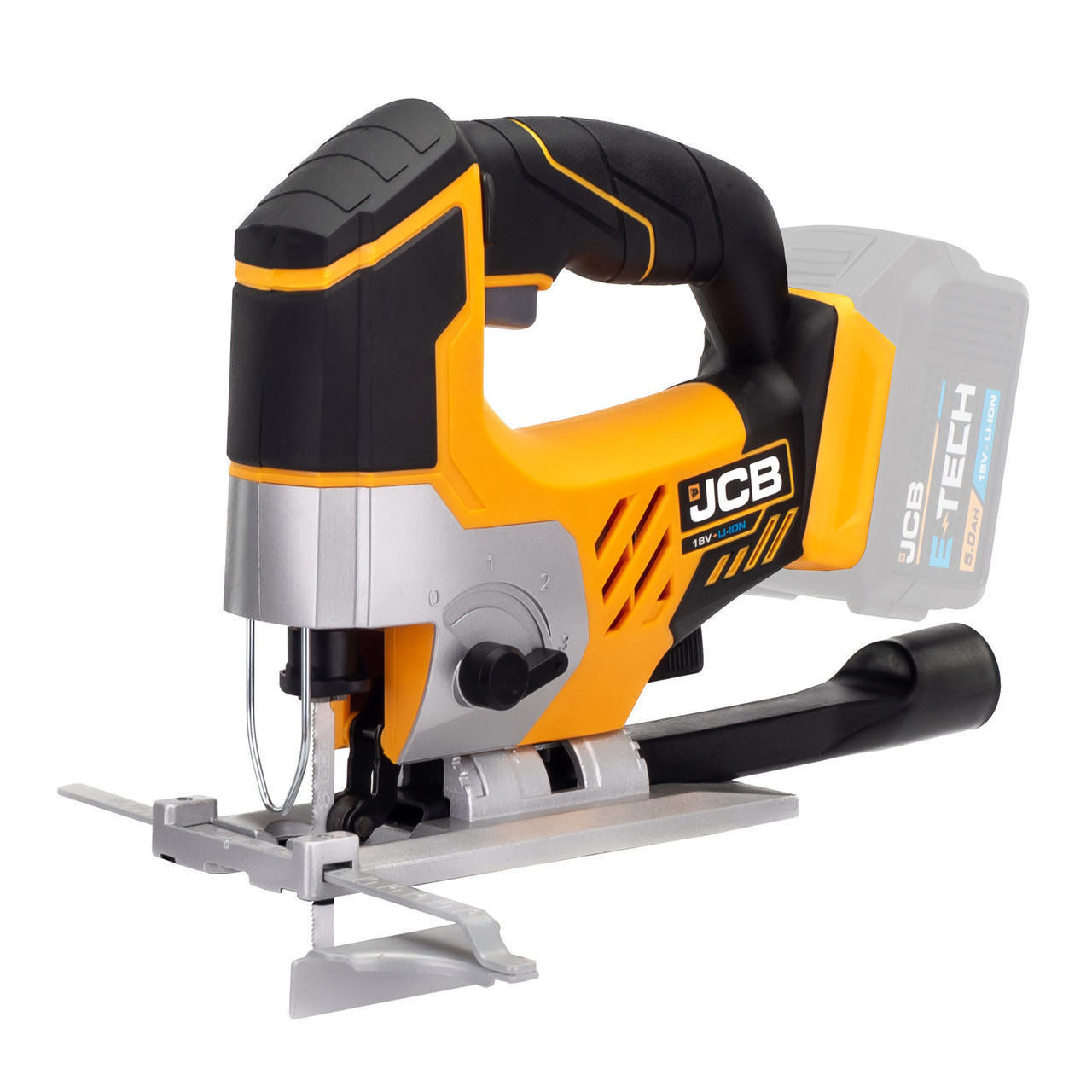 JCB 18V Cordless Jigsaw Li-ion 2Ah-5Ah Battery, 0-45 Degrees Cutting Positions | 21-18JS-B, Bare Unit-77509 