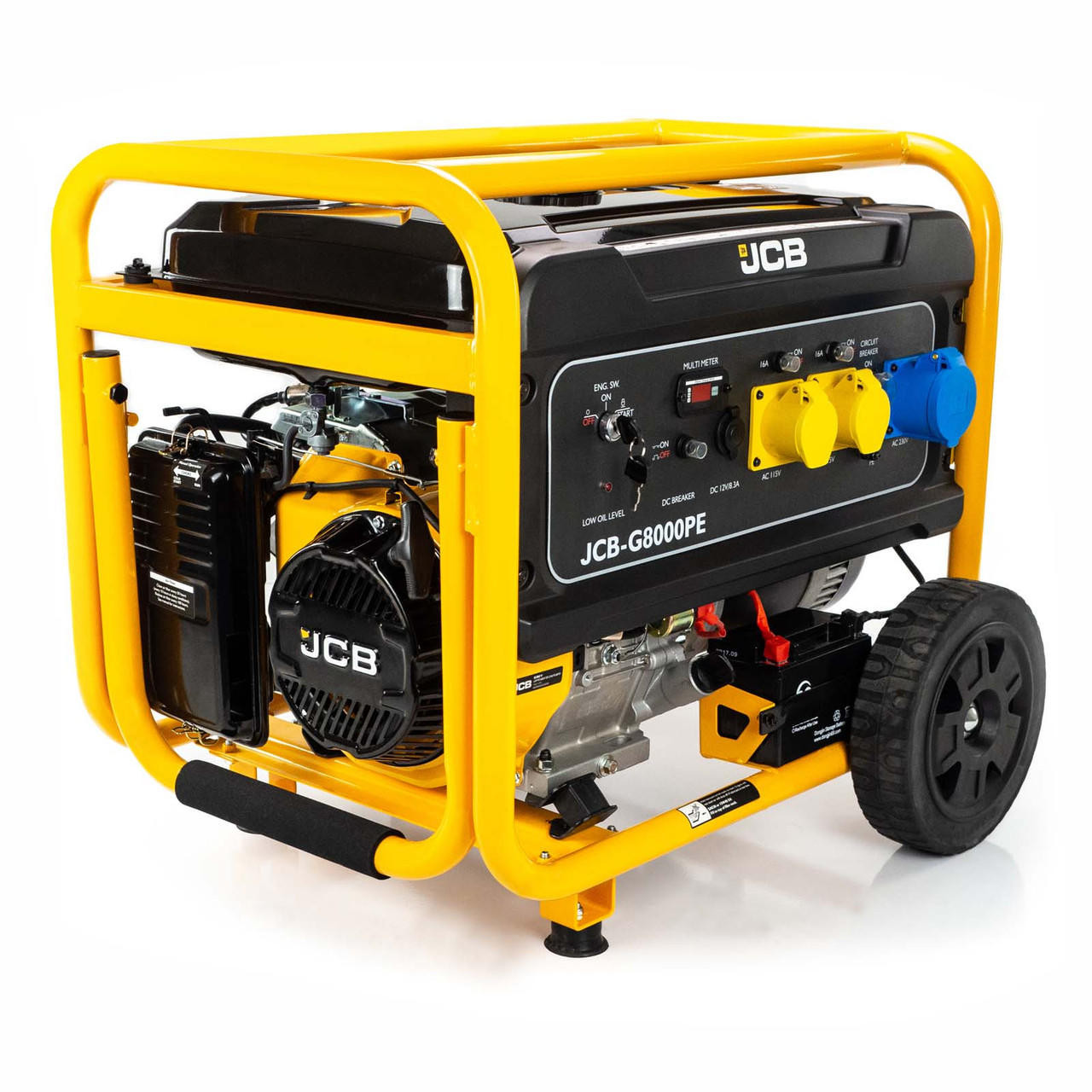 JCB 7.9kW / 9.8kVa Petrol Site Generator, 15hp 457cc JCB Engine, Recoil & Electric Start | JCB-G8000PE