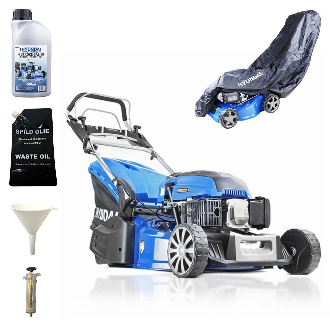 Hyundai 19  / 48cm / 480mm Self Propelled 139cc Petrol Roller Lawnmower And Extras