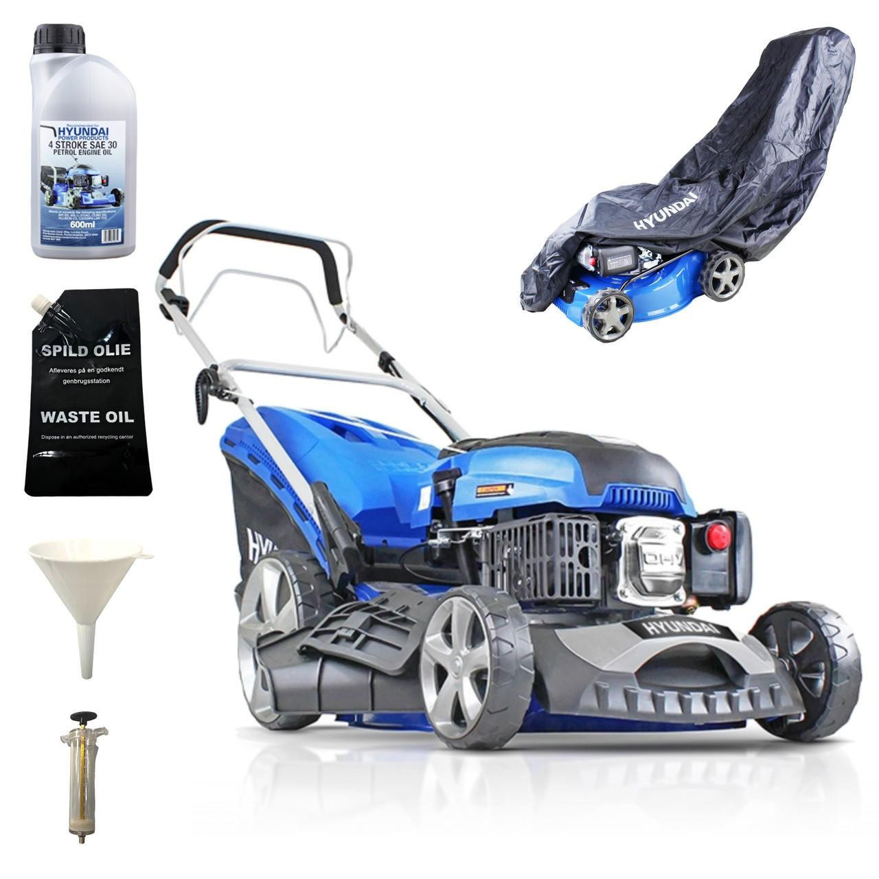 Hyundai 18  / 46cm Cut 139cc Petrol Self Propelled Mulching Lawnmower And Extras