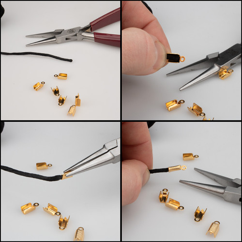 Metal Fold Over Crimp Cord Ends with Loop
