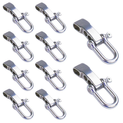 Adjustable Stainless Steel D-Shackles – 10 Pack