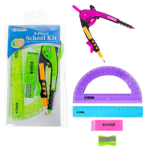 5 Piece School Kit with Zipper Pouch