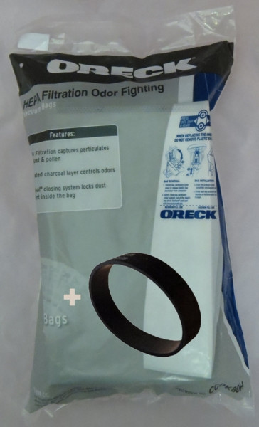 Genuine Oreck HEPA Filtration Odor Fighting Bags (8) + Belt Kit