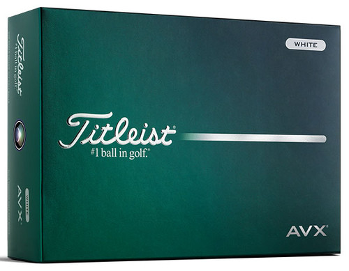A green box of Titleist AVX golf balls