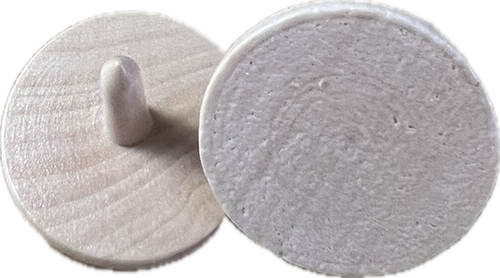 Two natural wood bamboo golf ball markers