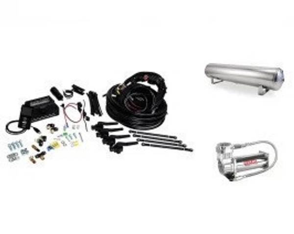 Air Lift Performance 3H 3/8" Air Line, 5 Gallon Lightweight Polished Aluminum Tank, VIAIR 444C Compressor