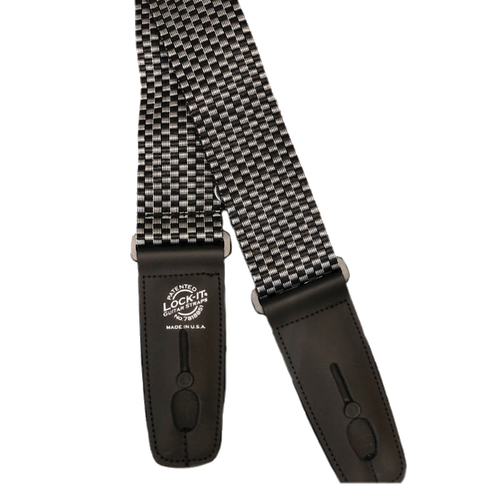 LOCK-IT 2" GUITAR STRAP POLY PRO SERIES - SILVER CHECKERS