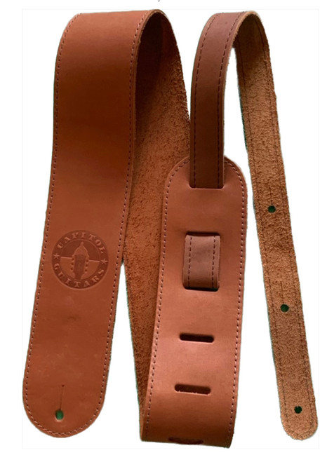 CAPITOL GUITARS 2.5" GUITAR STRAP PREMIUM AMALFI LEATHER  - BROWN