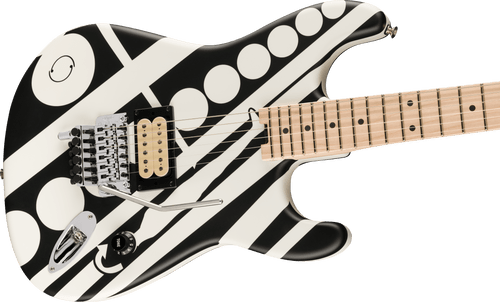 Pre-Order! 2024 EVH Striped Series guitar in Satin Black / White Circles