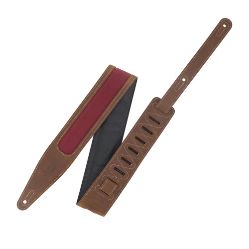 Levy's Voyager Pro Leather Deluxe Guitar Strap / Brown & Burgundy