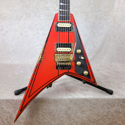 USA JACKSON CUSTOM SHOP { NITRO RELIC RHOADS } FERRARI RED VINTAGE PINSTRIPES