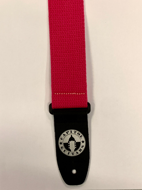 CAPITOL GUITARS 2" COTTON GUITAR STRAP W/TRI GLIDE & LEATHER ENDS - CHOOSE COLOR