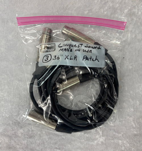 Lot of 3 Conquest 36" XLR cables (B)
