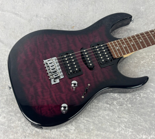 Ibanez Gio GRX70QA Electric Guitar in transparent violet finish