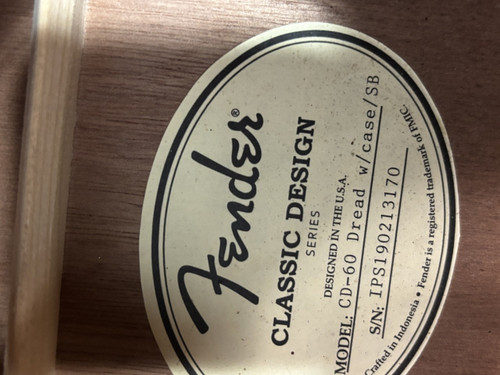 Fender CD-160 acoustic guitar  sunburst finish w/ case