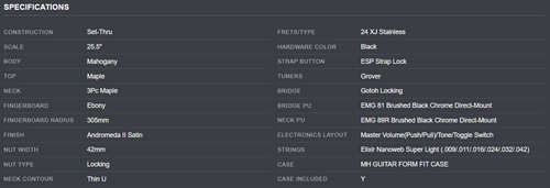 PRE-ORDER - 2026 ESP E-II HORIZON SERIES FR-II GUITAR / GUN METALLIC BLACK