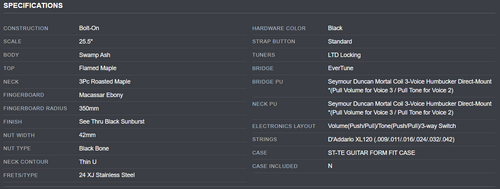 PRE-ORDER - 2026 LTD TH-1000 EVERTUNE TH SERIES GUITAR |SEE THUR BLACK SUNBURST