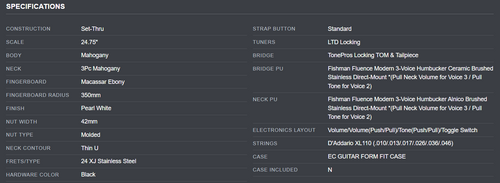PRE-ORDER - 2026 LTD DELUXE EC-1000 ECLIPSE GUITAR / PEARL WHITE