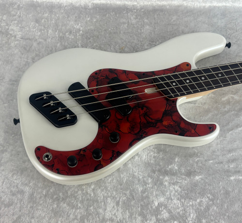 Dingwall Super P electric bass guitar in white finish with bag