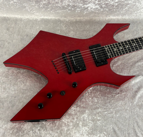 B.C. RICH Warlock NT neck through electric guitar red with black binding