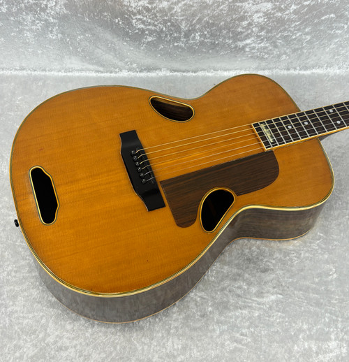 Vintage 1970's McPherson J40 acoustic tri-hole guitar w/ chipboard case