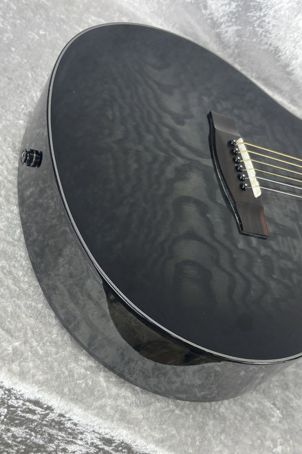 Mitchell MX430QAB Exotic Series Acoustic-Electric Guitar Midnight Black Edge Bur