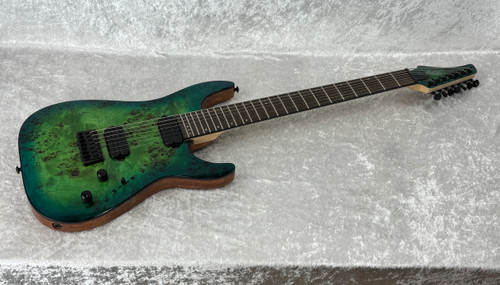 Schecter C-7 PRO Aqua Burst 7-Strings Electric Guitar Burl Top
