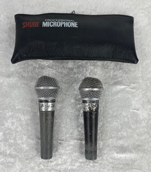 Lot of 2 old logo dual impedance Shure SM-58 microphones mics