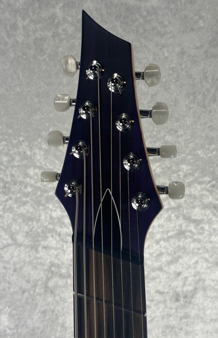 Kiesel Aries 8 eight string multiscale electric guitar in translucent purple