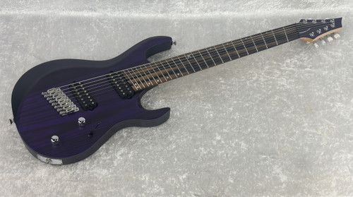 Kiesel Aries 8 eight string multiscale electric guitar in translucent purple