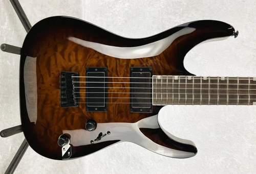 LTD MH-200HT QUILTED MAPLE HARDTAIL GUITAR | DARK BROWN SUNBURST