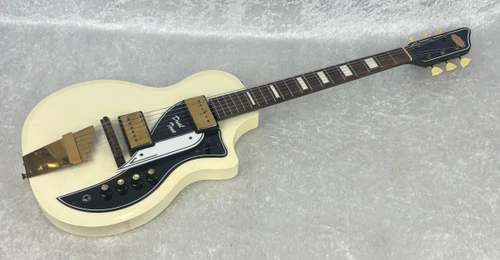 Vintage early 1960's Supro Dual Tone electric guitar in white finish with OHSC