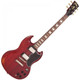 Vintage Brand VS6MRCR - SG Deluxe electric guitar in distressed cherry finish